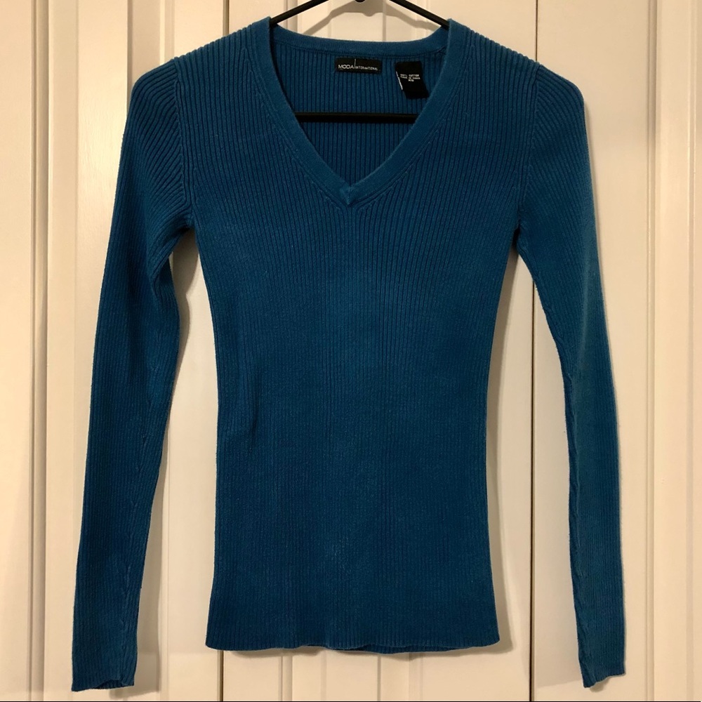 Moda International Teal V-Neck